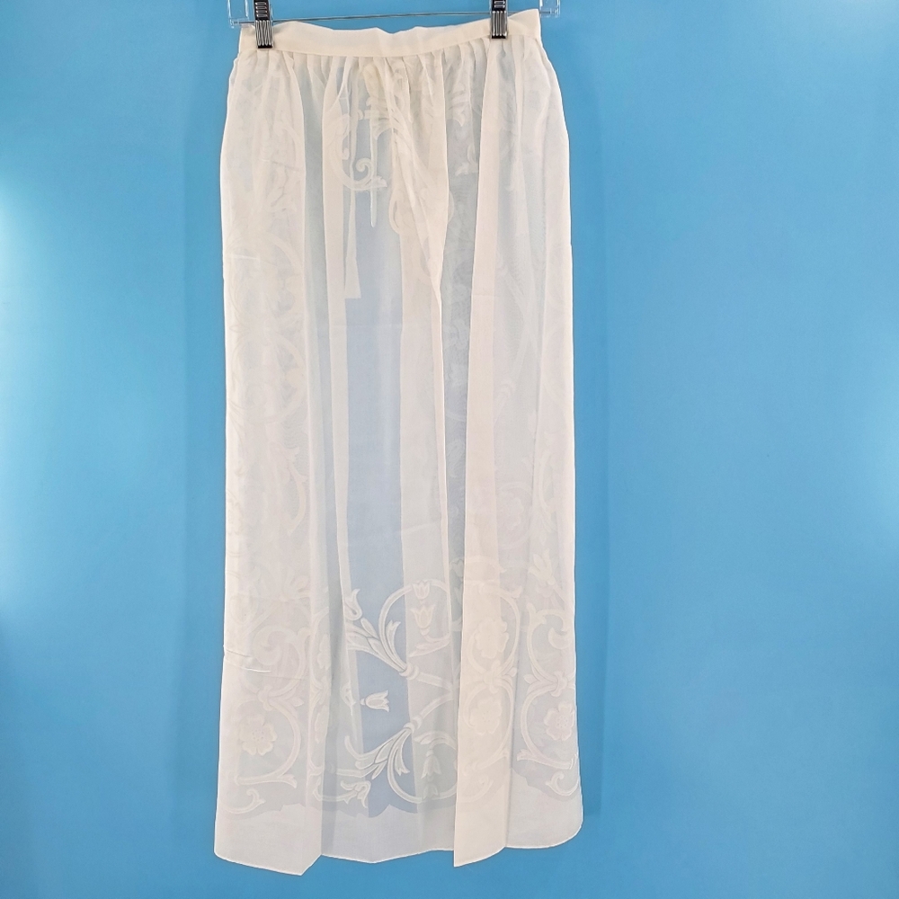Vintage 70s long sheer white apron